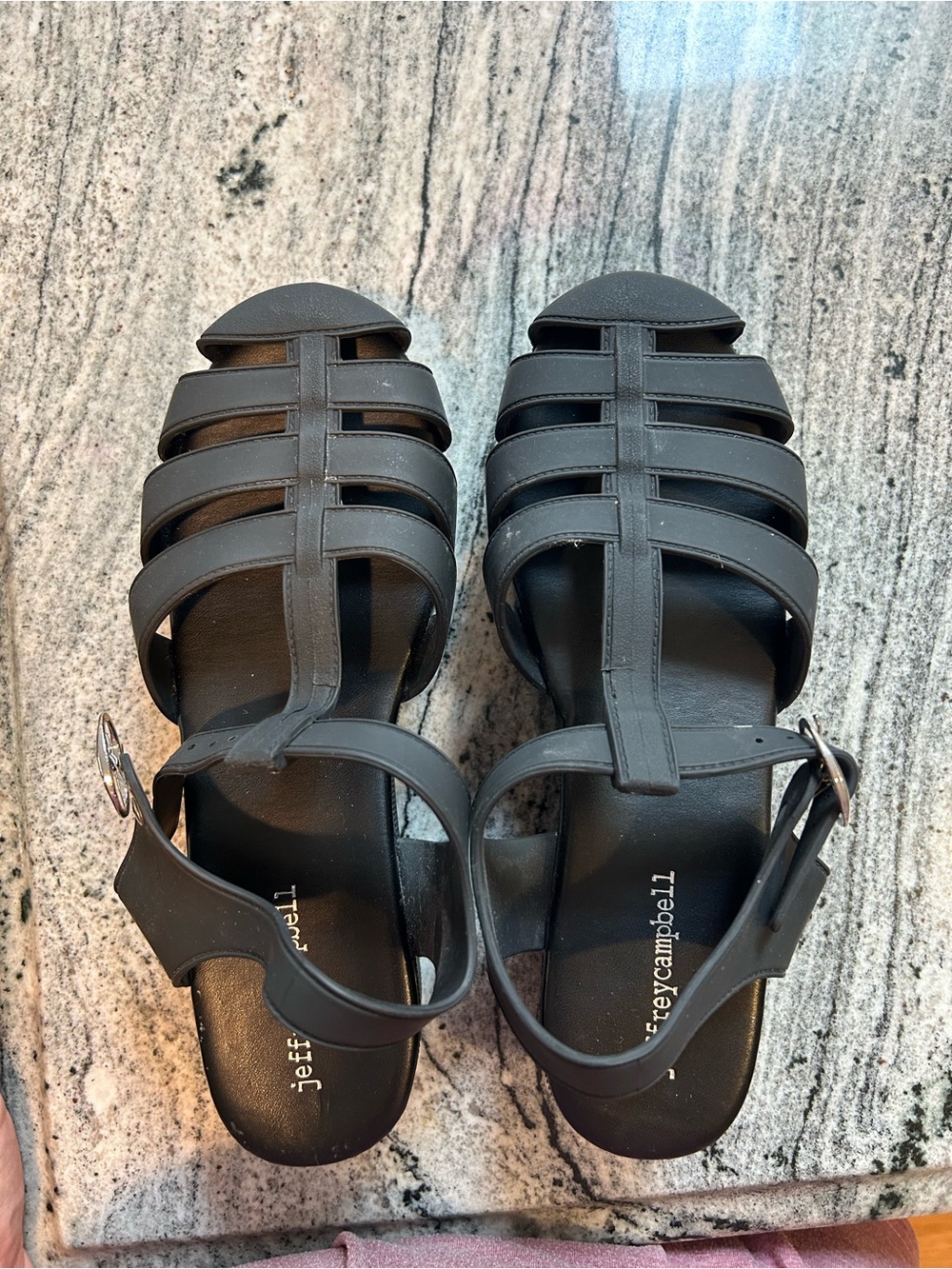 Jeffrey Campbell Black Strappy Caged jelly Sandals